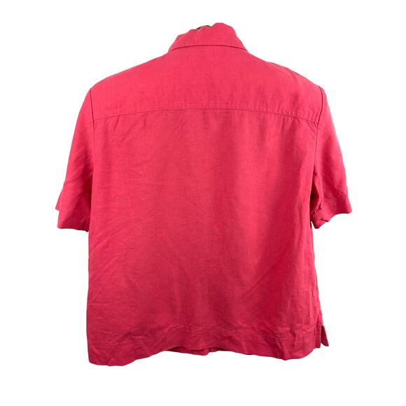 VTG Appleseed's Soft Pink Short Sleeve Button Up Shirt Women's 10 Linen Blend - Picture 2 of 15